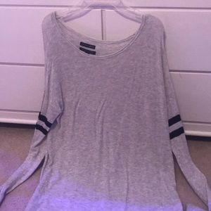 light gray with navy striped sweater